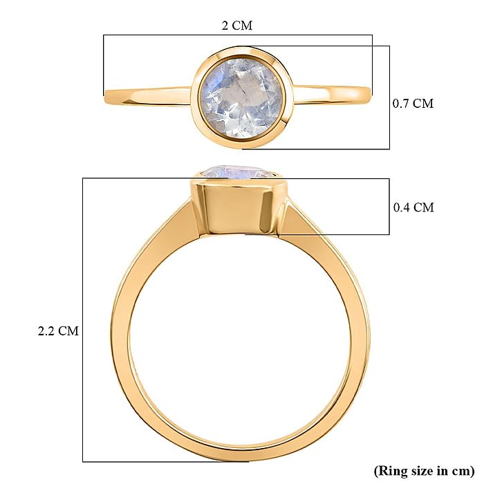 Image of 925 Sterling Silver 18K Gold Plated Birthstone 2 Ct Solitaire Natural Gemstone Ring for Women | Fine Jewelry Gift for Wife, Girlfriend, Sister, Birthday, Anniversary, Rakhi, Rakshabandhan, Valentine's