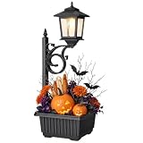 PASAMIC Solar Lamp Post with Planter, 2 in 1 Outdoor Solar Planter Light, Waterproof Decorative Solar Lamp Post Light, Wall Mount or Freestanding for Front Porch, Patio & Garden, Warm White