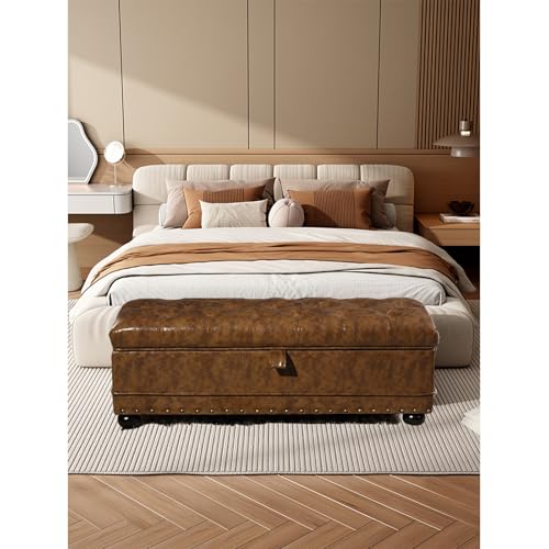 Pouf haut de gamme en similicuir avec compartiment caché et finitions de luxe - 6