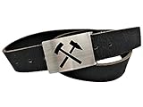  Gürtel Bergbau - Handmade 38mm Ledergürtel - Gürtelschnalle aus Edelstahl - Die Geschenkidee - Zeche - Kumpel - Bergmann - Geschenk - braun - blau - schwarz - grau