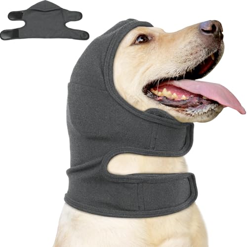 Image of Nanaki Calming Hoodie Dog Ear Covers-No Shake Hematomas Ear Wraps for Dogs, Adjustable Head Wrap Muffs Noise Cancelling Protector, Anxiety Relief, Fireworks & Grooming Bathing, 4th of July, Vet Visit