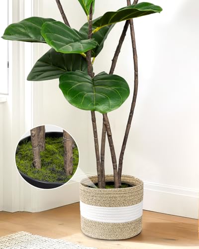 LuceAlberi Artificial Fiddle Leaf Fig Tree 5FT with Cotton Basket — view 4