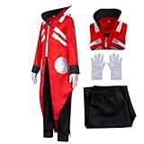 wrigcddy Men Vintage Costumes Adults Cosplay Jacket Overcoat Pants Gloves Outfits Halloween Party (Red, Large)