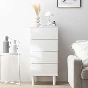 RASIK チェスト タンス 収納 45cm幅 ホワイト 脚付き 引き出し 4段 サイドボード キャビネット 洋服 衣装棚 木製 お客様組立 CITRUS シトラス
