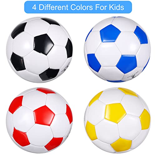 HyDren 4 Pack Soccer Ball with Pump Colorful Outdoor and Indoor Sports Activity Anti Explosion Classic Design for Spring Training Practice Ball(Size 2)