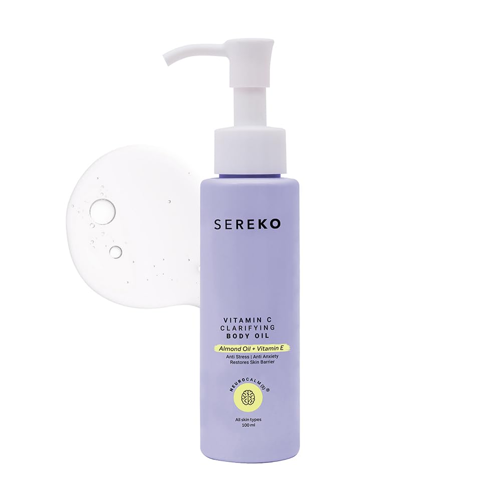 SEREKO Vitamin C Clarifying Body Oil with Almond & 50X Brightening Complex | Reduce Dark Spots & Blemishes | Deep Nourishment, Even Skin Tone | Fast-Absorbing, Non-Greasy | 100ml