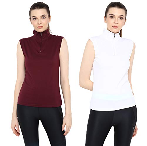 Image of Ap'pulse Women's Sleeveless 1 /4 Zip Hineck Tshirt(Pack of 2)