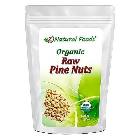 Z Natural Foods Organic Pine Nuts - Raw Nutrient-Dense Superfood Packed in Airtight Foil Pouches - Pure Pine Nut for Pesto, Trail Mix, Salad & Recipes - Vegan, Gluten-Free, Keto-Friendly Snacks, 1 lb Cover