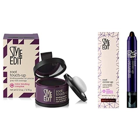 Style Edit Root Cover Up Stick and Powder for Grey/Gray Coverage, Medium Brown, Semi-Permanent, for All Hair Types Cover