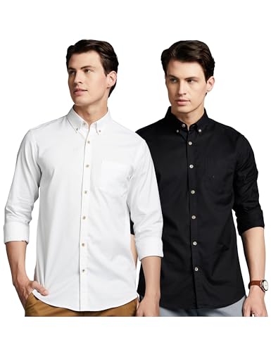 Image of Symbol Premium Men Stylish Solid All Day Fresh Buttondown Casual Shirt - Regular Fit | Plain | Full Sleeve | Cotton Semi Formal Wear (Available in Plus Size & Combo Pack)