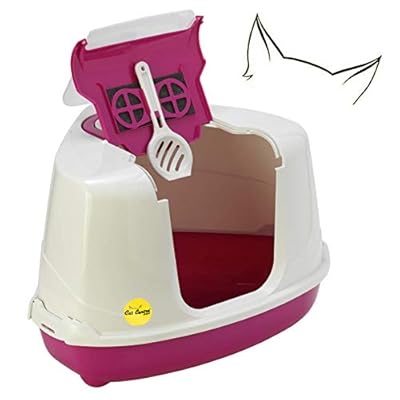 CatCentre® Pink Corner Cat Flip Litter Tray 3 Colours Box Hooded Pan Toilet Loo Filter Scoop