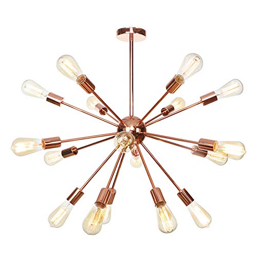 Lustre Spoutnik or rose plafonnier suspendu haut de gamme 18 lumières