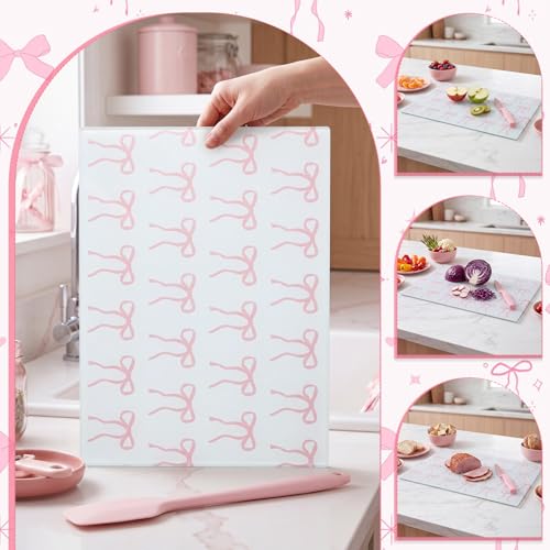 Tabla de cortar de vidrio Hushee con diseño lazo rosa miniatura 2