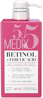 Medix 5.5 Retinol Body Lotion Moisturizer Face & Body Cream & Crepey Skin Care Treatment, Anti Aging Retinol Body Cream Targets Appearance Of Wrinkles, Sagging Skin, & Sun Damaged Skin, 15 Fl Oz