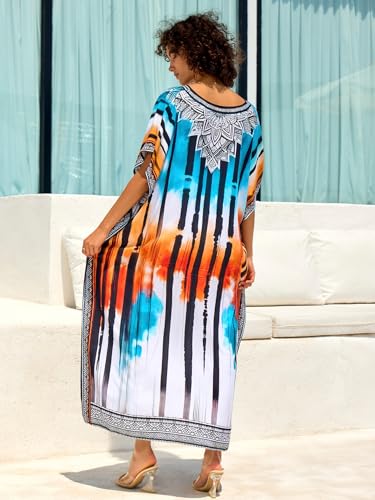 Image of NFVNKJ Women's Plus Size Beach Lounge Kaftan Maxi Dress Swimsuit Coverup for Women