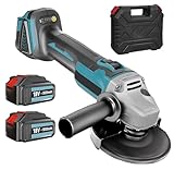 Drahtlos Akku Winkelmühle,Ersatz für Makita 18v,Mit 2x5500mAh Akku & Ladegerät,Neuer upgradeter Bürstenloser Motor,8500 U/min,Für Polieren Schleifen Holz Fliesen