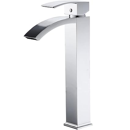 Greenspring Tall Spout Brass Bathroom Sink Vessel Faucet Basin Mixer Tap, Chrome Finished