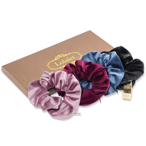 Lolalet Stash Scrunchies, 4 PCS Hair Scrunchies With Zipper Pocket, Hidden Pocket Scrunchie for Hide Money, Elastic Hair Ties Ponytail Holder Accessor