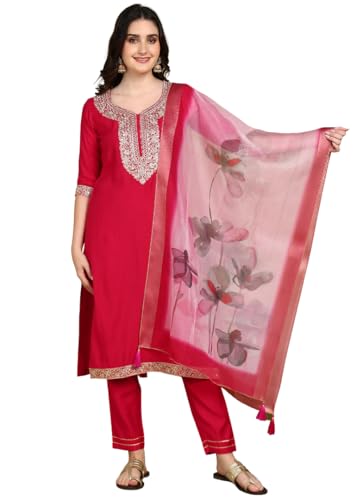 Salwar ensemble combinaison en soie rose pour femme ronde vêtement de fête XL