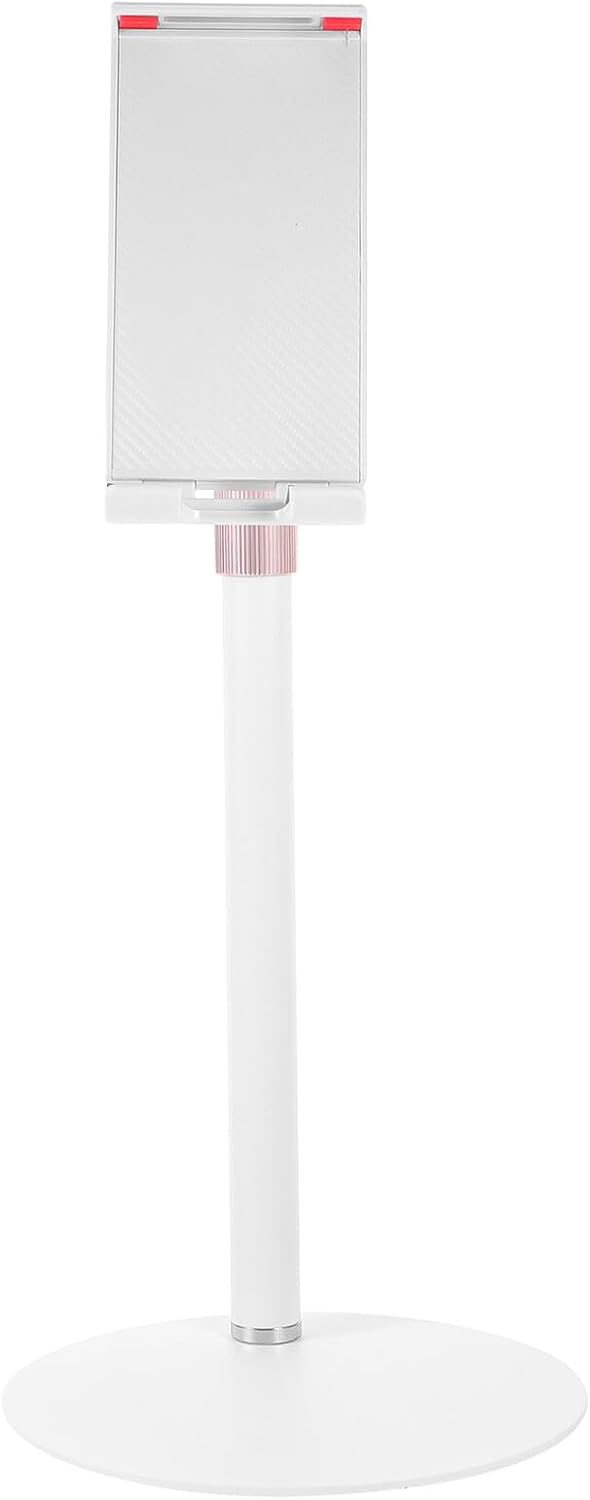 TEHAUX Universal Tablet and Phone Holder Stand for Desk, Multi-Functional Desktop Storage Rack Compatible with Smartphones and Tablets, White Portable Mobile Device Bracket for Students