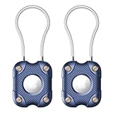 DEERLET AirTag-Halter mit Drahtkabel - IPX7 Wasserdichter Schlüsselanhänger, 360° Harter Schutzluftmarke für Apple Air-Tag, Auto, Gepäck, 2 Stück