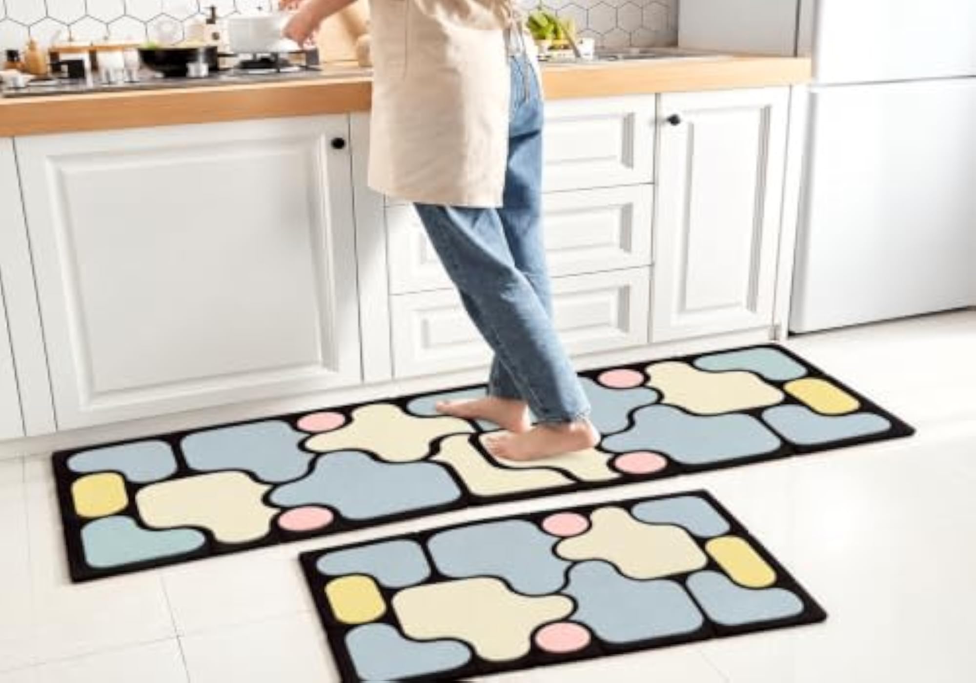 Set of 2 Soft Cushioned Kitchen Floor Mats