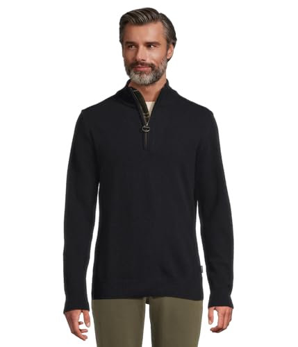 Image of Barbour Men's Holden 1/2 Zip Knitted Jumper, Navy, Medium
