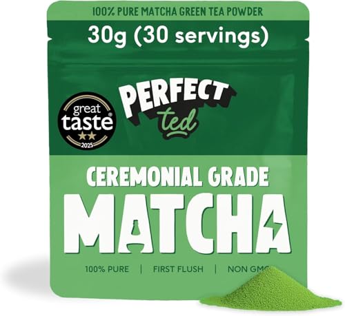 PerfectTed Organic Matcha Powder, Ceremonial Grade Japanese Matcha | Organic Green Tea Powder for Lattes, Smoothies & Baking | L-Theanine | Antioxidants | Vegan | Gluten-Free | 30g option