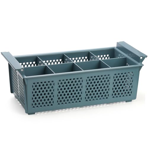 Nicunom Large Flatware Rack, 16" Plastic Cutlery Basket 8-Slot Silverware