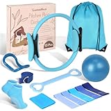 pilates ring circle set 13 pcs pilates equipment accessories for home workouts includes pilates ball 12” magic circle yoga ring and resistance bands for women pilates ring and ball set gift (Blue)