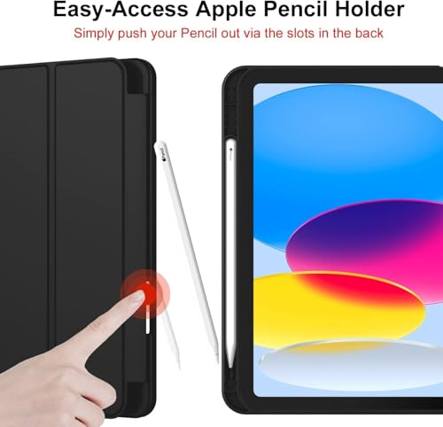 Image of ProElite Smart Case for iPad (A16) 11th /10th Generation (2025 /2022) [Auto Sleep /Wake Cover] [Left Side Pencil Holder] [Soft Flexible Case] Recoil Series - Marble Purple