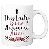 This Lady Is One Awesome Aunt Coffee Mug - 11oz Cup For Auntie - Birthday, Christmas, Mother's Day...