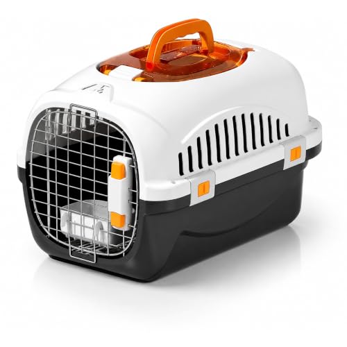 Image of Petverse Pet Carrier for Cats & Small Dogs | Hard-Sided Pet Travel Crate with Wire Door, Ventilated Side Panels & Top Handle | Secure Portable Pet Air Box for Vet Visits, Car & Travel