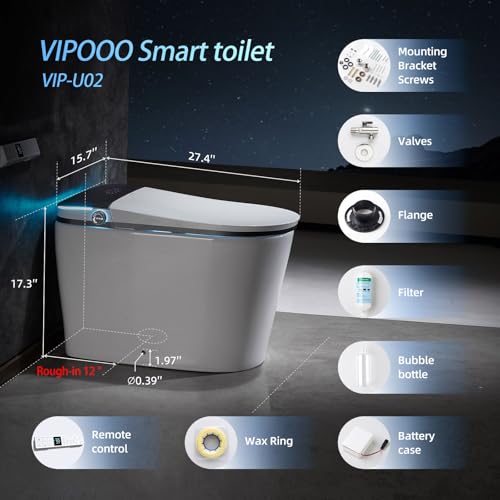 Smart Toilet With Bidet Built in Automatic Modern Intelligent Tankless Toilet U Widening Heated Seat With User Definition Foot Sensor Flush Warm Water Dryer - image 8