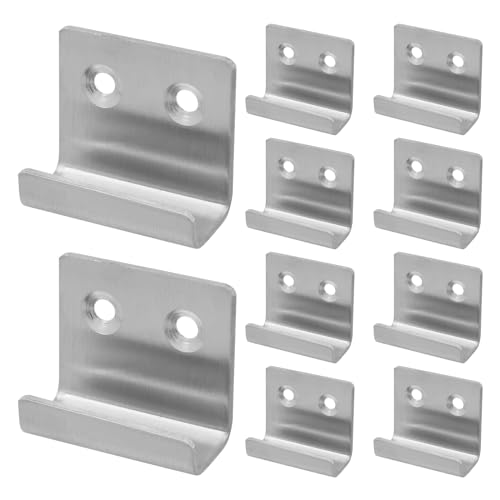 Image of 10 Pcs Wall Hanger, Stainless Steel Wall Mount Brackets Hook Wall Tile Bracket , Heavy Duty Wall Tile Hanger for Picture Frame, Mirrors (Silver, Medium)