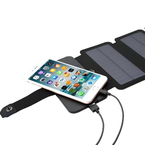 Cargador Solar Portátil 10W, Panel Solar Plegable con USB 5V/1A para Teléfonos, Power Banks y Dispositivos USB - Ideal para Viajes y Aire Libre