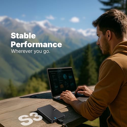 Image of Geonix PowerShell S3 500GB Portable External Hard Drive 2.5-Inch SATA USB 3.1, Up to 5Gbps with UASP Support, Tool-Free Setup, LED Indicator, Compatible with Windows /Mac /Linux (3 Yr Warranty)(Black)