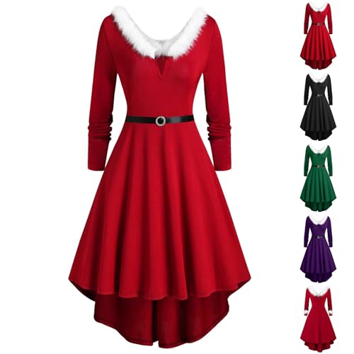 Generisch weihnachtskleid große größen Damen Weihnachtskleid Damen Lustig WeihnachtskostüM Langarm V-Ausschnitt Weihnachten Kleider Elegant Miss...