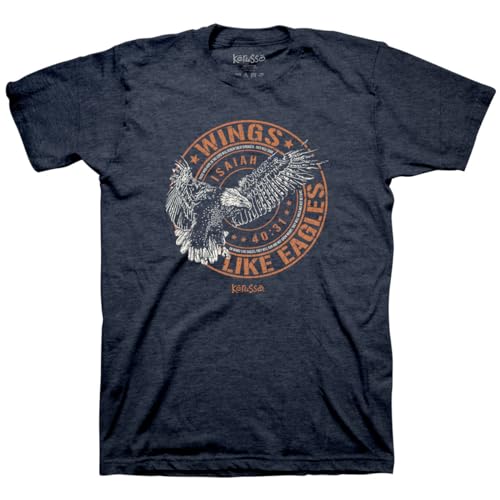 Kerusso Crest Those Who Hope in The Lord Will Renew Their Strength Denim Heather Blue Cotton Crew Neck T-Shirt