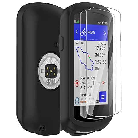 Funda de silicona Ermorgen para Garmin Edge 1040 con 2 protectores de pantalla de vidrio templado Cover