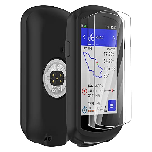 Ermorgen Coque en Silicone Compatible pour Garmin Edge 1040 + 2 Protections d'écran en Verre Trempé, Coque en Silicone Souple Protection Antichoc Tout Inclus...
