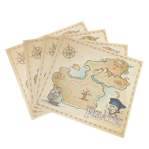 MUSISALY Juego de Mapas del Tesoro Pirata para Niños, 4 Piezas Pequeñas, Material Seguro, Juguete Educativo Interactivo para Interiores y Fiestas Familiares