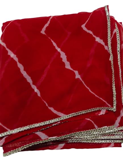 Georgette Dupatta with Lace Border Leheriya Print-image-29