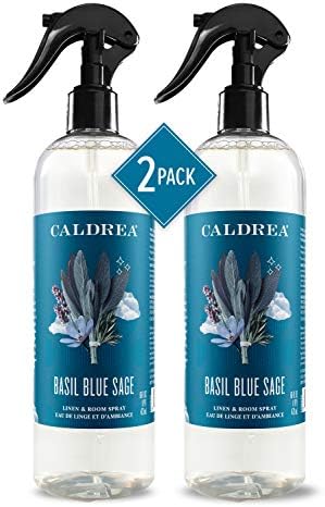 Caldrea Linen and Room Spray Air Freshener, Made with Essential Oils, Plant-Derived and Other Thoughtfully Chosen Ingredients, Basil Blue Sage, 16 Fl Oz (Pack of 2)