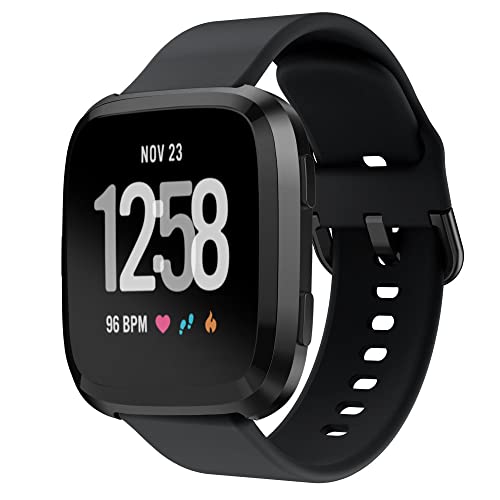 Correa de Silicona Suave para Fitbit Versa / Fitbit Versa 2 - Impermeable y Resistente (Negro) Cover