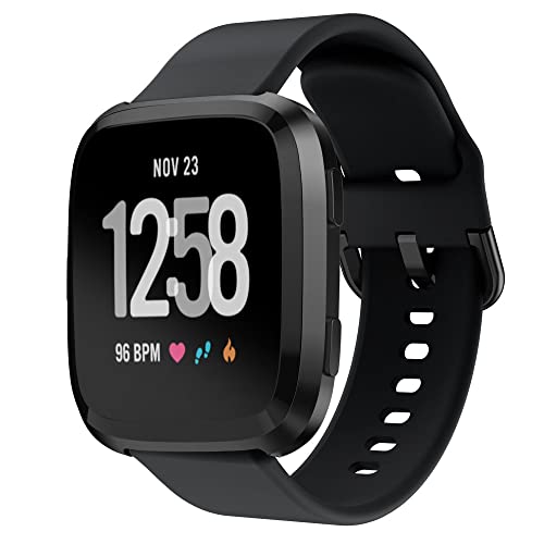 Correa de Silicona Suave para Fitbit Versa   Fitbit Versa 2 - Impermeable y Resistente (Negro)