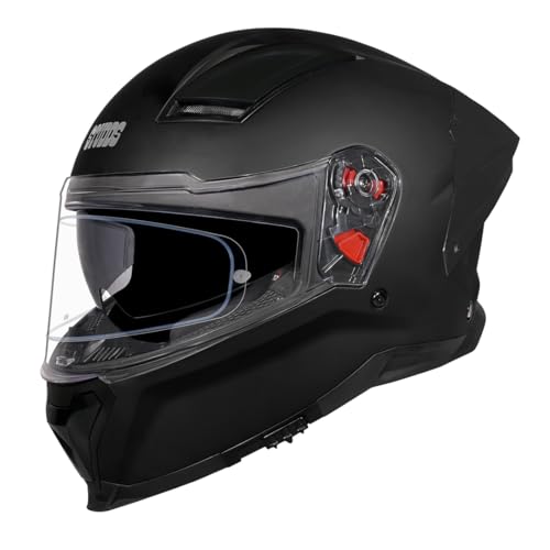 Image of STUDDS Helios ISI and DOT Certified Full Face Helmet with Antifog 100 Lens, Sporty Spoiler (MATT Black - L)