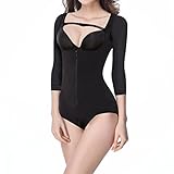 Shymay Women's Arm Compression Bodysuit Seamless Firm Control Butt Lift Body Shaper, Black, XX-Large