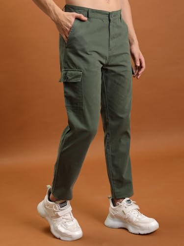 Image of Highlander Men's Tapered Fit | Cargo Trousers | Sleek & Functional | Utility Pockets | Trouser for Men | Men Trousers