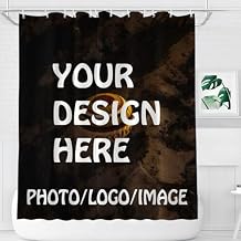 Custom Shower Curtain with Picture, Personalized Shower Curtain with 12 Hooks Waterproof Fabric Shower Curtain Set for Bathroom - 70x70 Inch